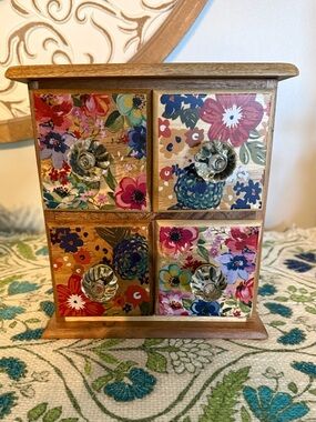 The Pioneer Woman Multicolor Dahlia Floral Drawer Tea/Spice Box
